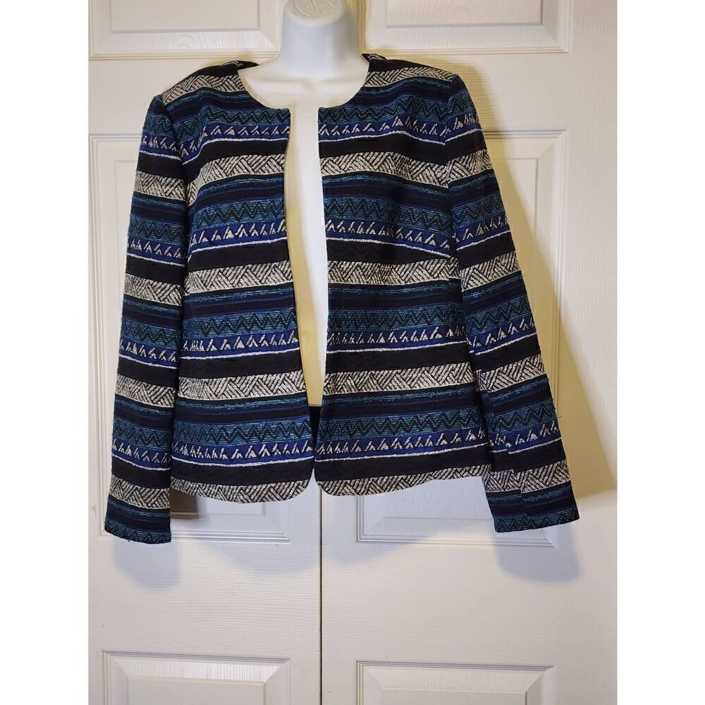 TAHARI Blue and gray Stiped Blazor